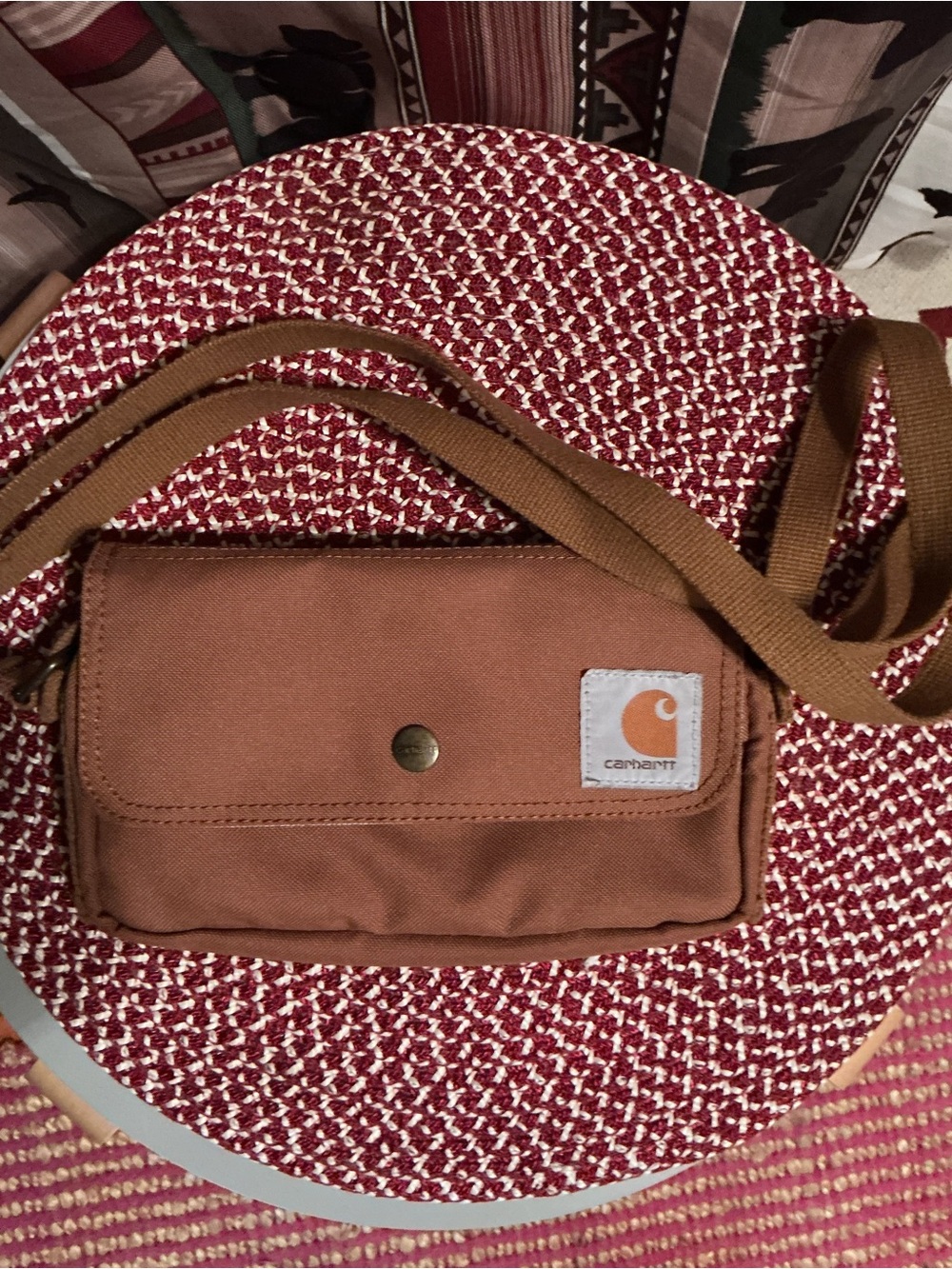 Carhartt Brown Canvas Crossbody Bag with Adjustable Strap